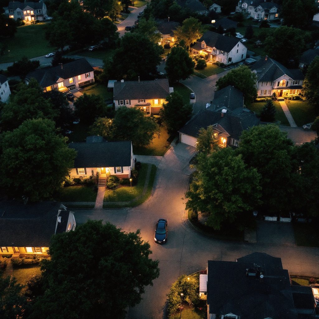 Fishers neighborhood homes from above
